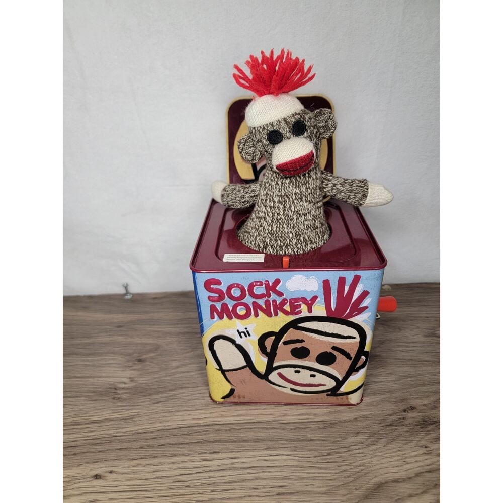 Schylling Musical Sock Monkey Jack in the Box Toy Tested Works - Picture 11 of 14